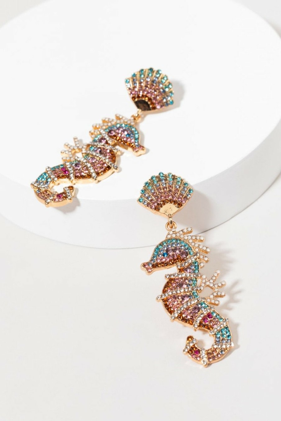 Francesca's April Glass Ombre Seahorse Drop Earrings Multi Earrings