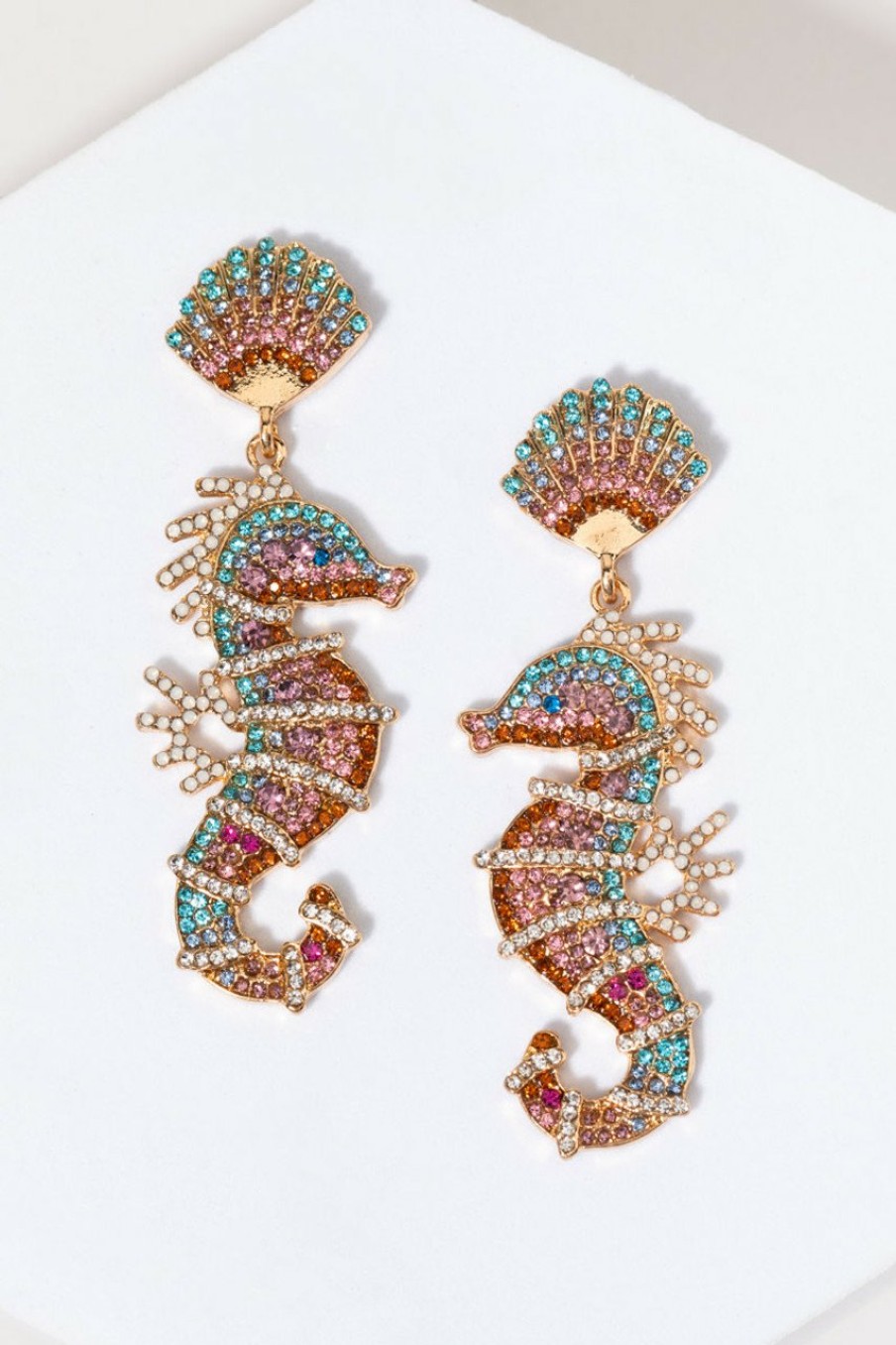 Francesca's April Glass Ombre Seahorse Drop Earrings Multi Earrings