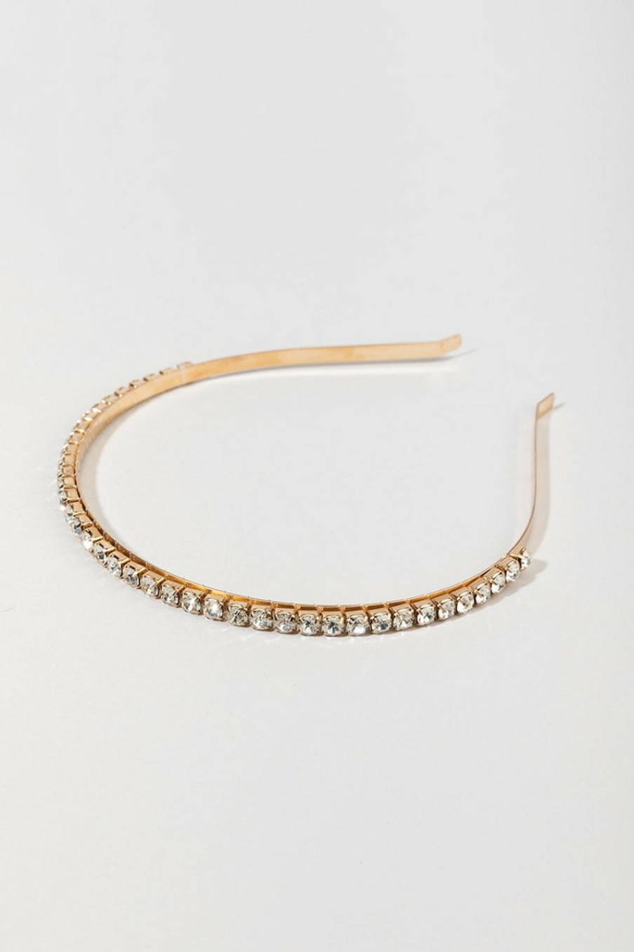 Francesca's Lola Thin Rhinestone Headband Gold Hair